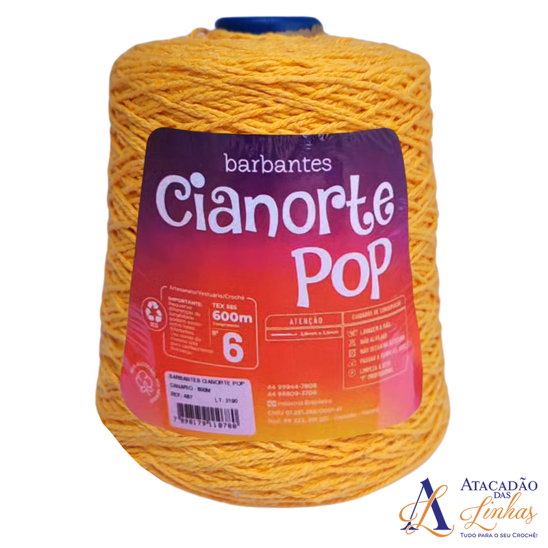 Barbante CiaNorte Pop Nº6 - Amarelo Ouro